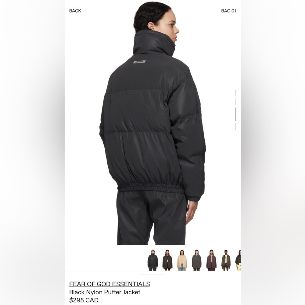 Essentials black nylon puffer jacket (reflective) - Picture 6 of 9